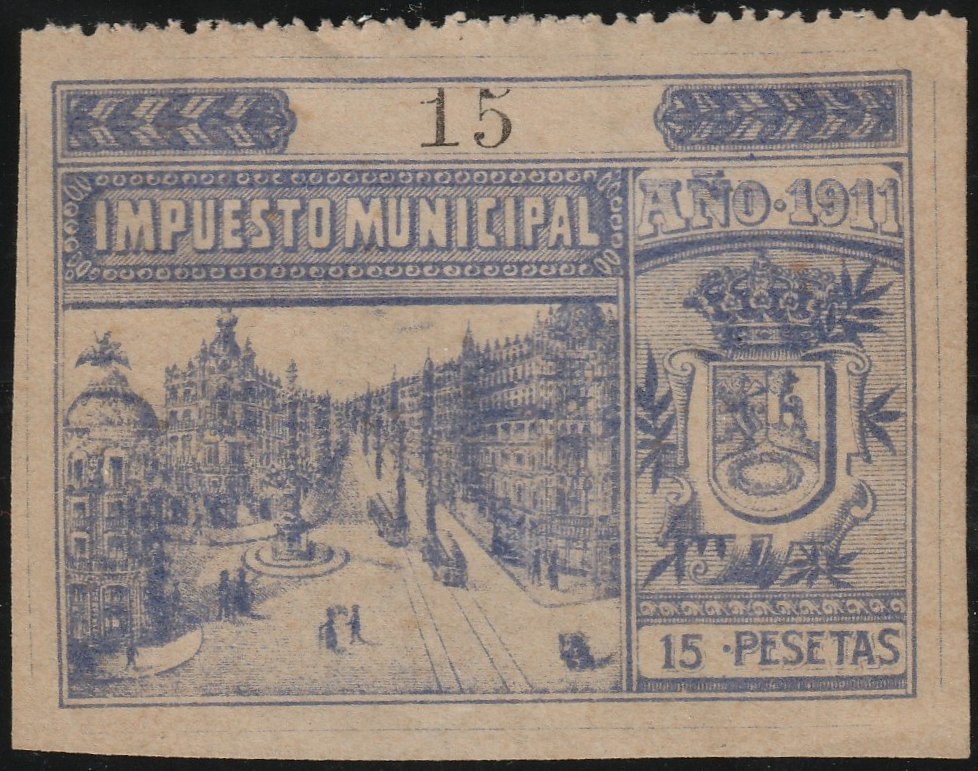 Spain Impuesto Municipal Madrid 1911 Revenue Sello Fiscal Stamp Tramcar Tram Tramway